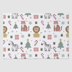 Moderne Weihnachtsfeiertage Tiere Tiger Lion Zebra Seidenpapier