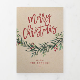 Moderne Weihnachtsfeiertage Tri-Fold-Foto Dreifach Gefaltete Karte