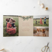 Moderne Weihnachtsfeiertage Tri-Fold-Foto Dreifach Gefaltete Karte (Innenseite)