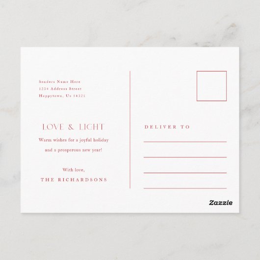 Moderne Weihnachtsferien mit zwei Fotos Postkarte (Rückseite)