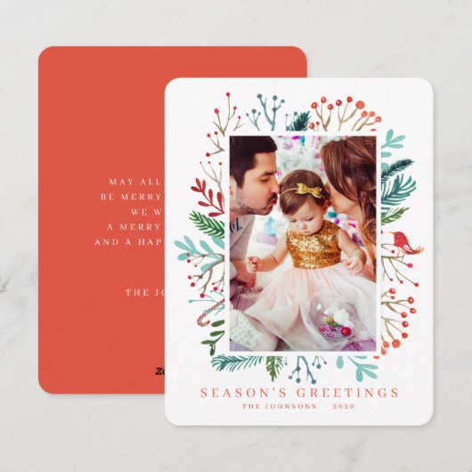 Moderne Weihnachtsfolien Feiertagskarte (Vorne/Hinten)