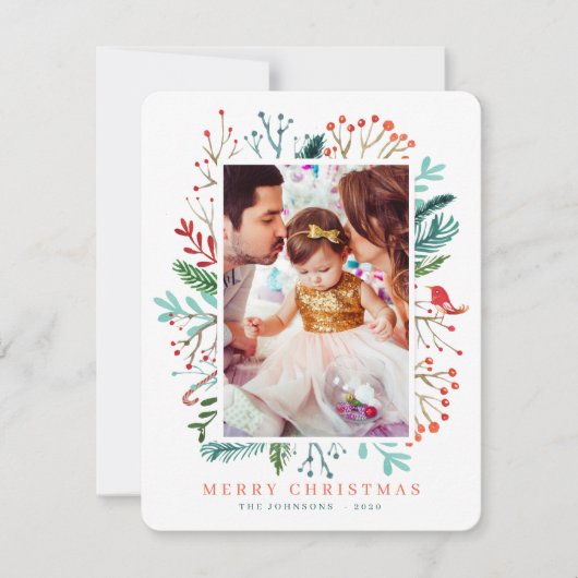 Moderne Weihnachtsfolien Feiertagskarte (Vorderseite)