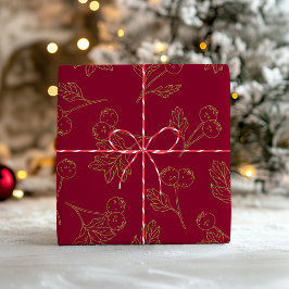 Moderne Weihnachtsfolien Gold und Rot Geschenkpapier