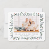 Moderne Weihnachtsfolien und Berries Botanisch Feiertagskarte (Vorderseite)