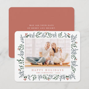 Moderne Weihnachtsfolien und Berries Botanisch Feiertagskarte