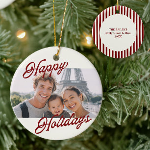Moderne Weihnachtsfoto-Familienandenken Keramik Ornament