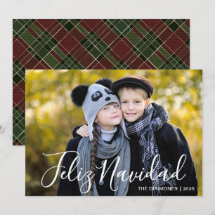 Moderne Weihnachtsfoto Feliz Navidad Karo Feiertagskarte
