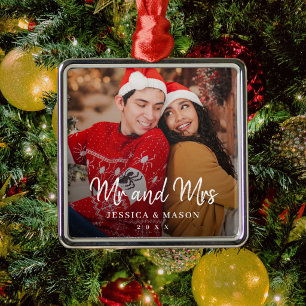 Moderne Weihnachtsfoto für Mr und Mrs frisch Vermä Ornament Aus Metall