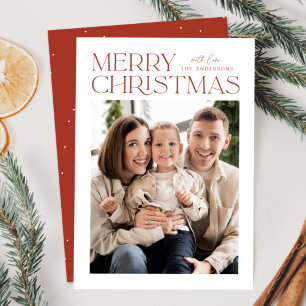 Moderne Weihnachtsfoto mit Rust-Schriftzug Feiertagskarte