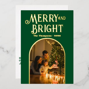 Moderne Weihnachtsfoto mit Smaragdgrün und Gold Folien Feiertagskarte