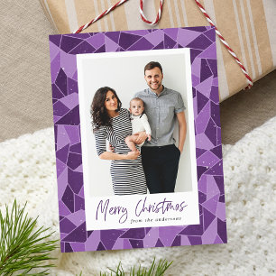 Moderne Weihnachtsfoto mit violettem Glasmosaik Feiertagspostkarte
