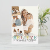 Moderne Weihnachtsfotografie "BELIEVE" Feiertagskarte (Stehend Vorderseite)
