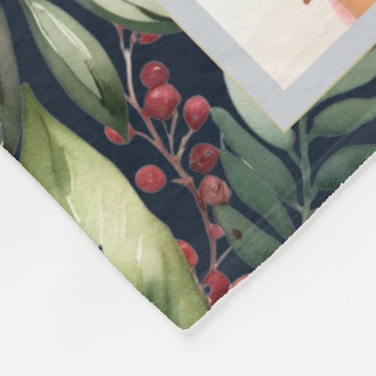 Moderne Weihnachtsfotografie Collage Navy Blue Fleecedecke (Ecke)