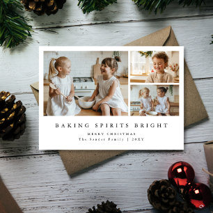 Moderne Weihnachtsfotokarte 'Baking Spirits Bright Feiertagskarte
