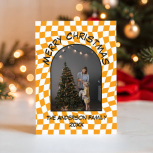 Moderne Weihnachtsfotokarte mit Bogenmotiv Feiertagskarte