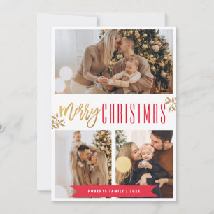 Moderne Weihnachtsfotos trendy Feiertagskarte