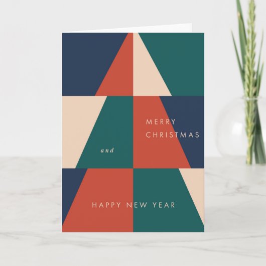 Moderne Weihnachtsgeometrie Feiertagskarte (Vorderseite)