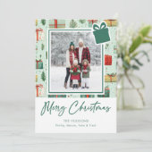 Moderne Weihnachtsgeschenke Feiertagskarte (Stehend Vorderseite)