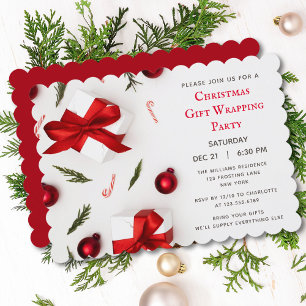 Moderne Weihnachtsgeschenke-Wrapping-Party Einladu Einladung
