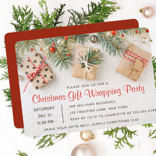 Moderne Weihnachtsgeschenke-Wrapping-Party Einladu Einladung