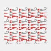 Moderne Weihnachtsgnomes zwergen Rotes graues Must Fleecedecke (Vorderseite (Horizontal))