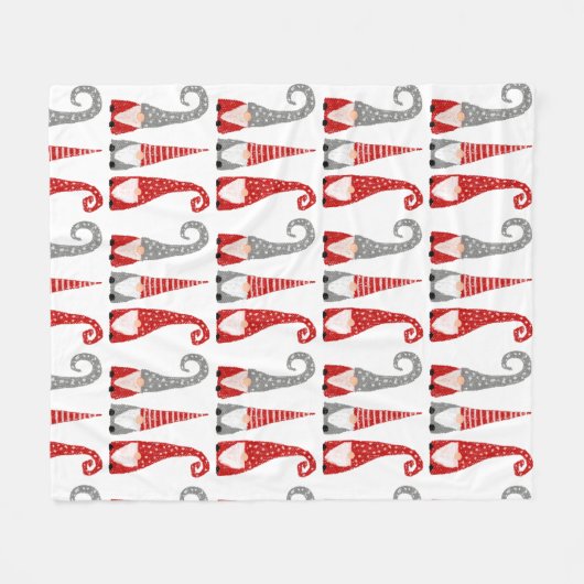 Moderne Weihnachtsgnomes zwergen Rotes graues Must Fleecedecke (Vorderseite (Horizontal))
