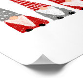 Moderne Weihnachtsgnomies Nordic Red Grau White Poster (Ecke)