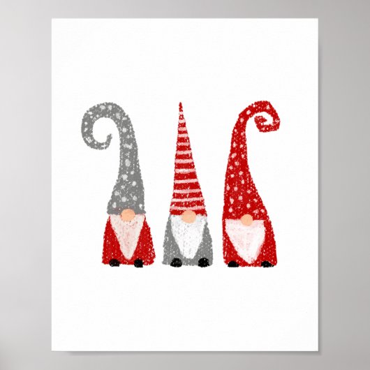 Moderne Weihnachtsgnomies Nordic Red Grau White Poster (Vorne)