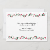 Moderne Weihnachtsgrün Berries 3 Foto Feiertagskarte (Rückseite)