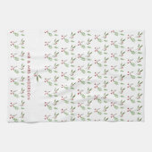 Moderne Weihnachtsgrün Botanische Beere Geschirrtuch (Horizontal)