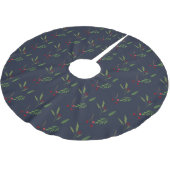 Moderne Weihnachtsgrün Botanische Beere Polyester Weihnachtsbaumdecke (Schrägansicht)