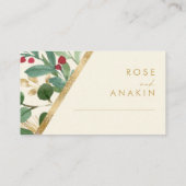 Moderne Weihnachtsgrün | Cream Flat Wedding Platzkarte (Rückseite)