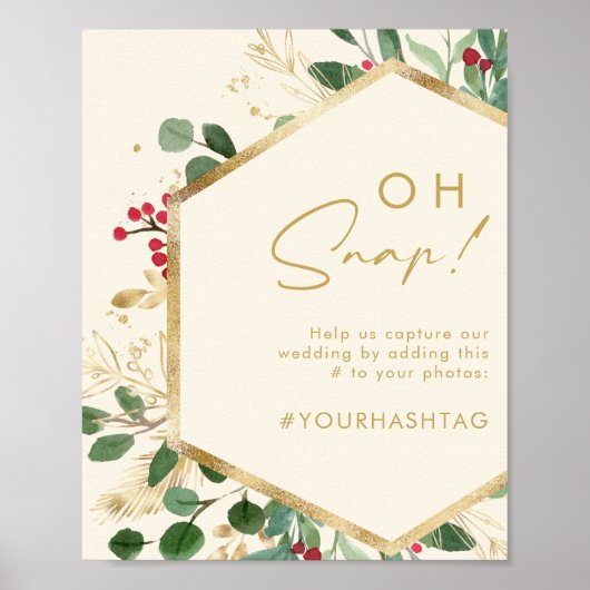 Moderne Weihnachtsgrün | Cream Oh Snap Hashtag Poster (Vorne)