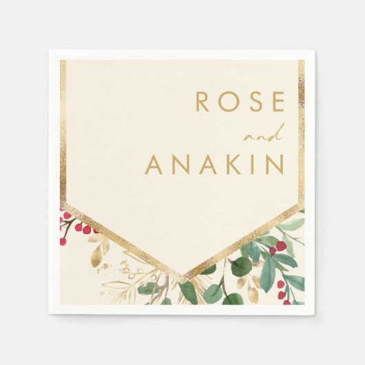 Moderne Weihnachtsgrün | Cream Wedding Napkins Serviette (Vorderseite)