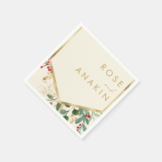 Moderne Weihnachtsgrün | Cream Wedding Napkins Serviette (Ecke)