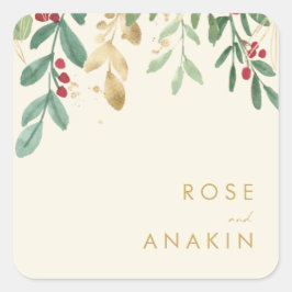 Moderne Weihnachtsgrün | Creme-Umschlag Aufkleber