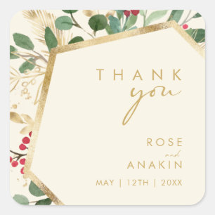 Moderne Weihnachtsgrün Creme Vielen Dank für Ihre  Quadratischer Aufkleber