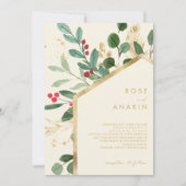 Moderne Weihnachtsgrün | CremeWedding Einladung (Vorderseite)