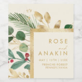 Moderne Weihnachtsgrün | CremeWedding Weinetikett (Einzelnes Label)