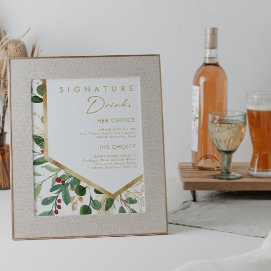 Moderne Weihnachtsgrün | Getränke mit weißer Unter Poster