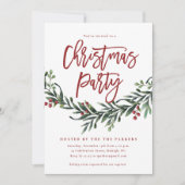 Moderne Weihnachtsgrün mit roter Schrift Party Einladung (Vorderseite)