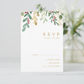 Moderne Weihnachtsgrün | Navy RSVP Card (Stehend Vorderseite)
