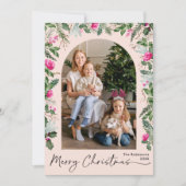 Moderne Weihnachtsgrün Rosa Grün Foto Feiertagskarte (Vorderseite)