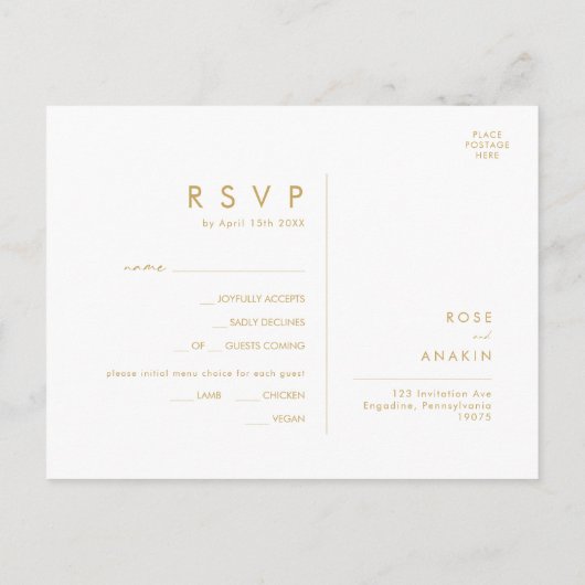 Moderne Weihnachtsgrün | RSVP-Karte im Menü Postkarte (Rückseite)