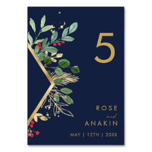 Moderne Weihnachtsgrün   Tischnummer der Marine