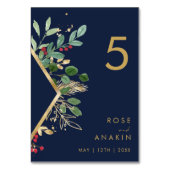 Moderne Weihnachtsgrün | Tischnummer der Marine (Rückseite)