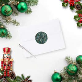 Moderne Weihnachtsgrün- und Goldbäume-Aufkleber Runder Aufkleber