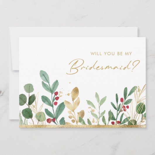 Moderne Weihnachtsgrün | Vorschlag von Bridesmaid Einladung (Vorderseite)