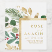 Moderne Weihnachtsgrün | Weiße Hochzeit Weinetikett (Einzelnes Label)