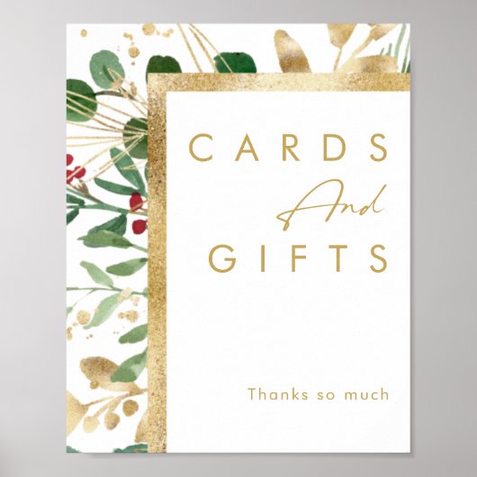 Moderne Weihnachtsgrün | Weiße Karten und Geschenk Poster (Vorne)